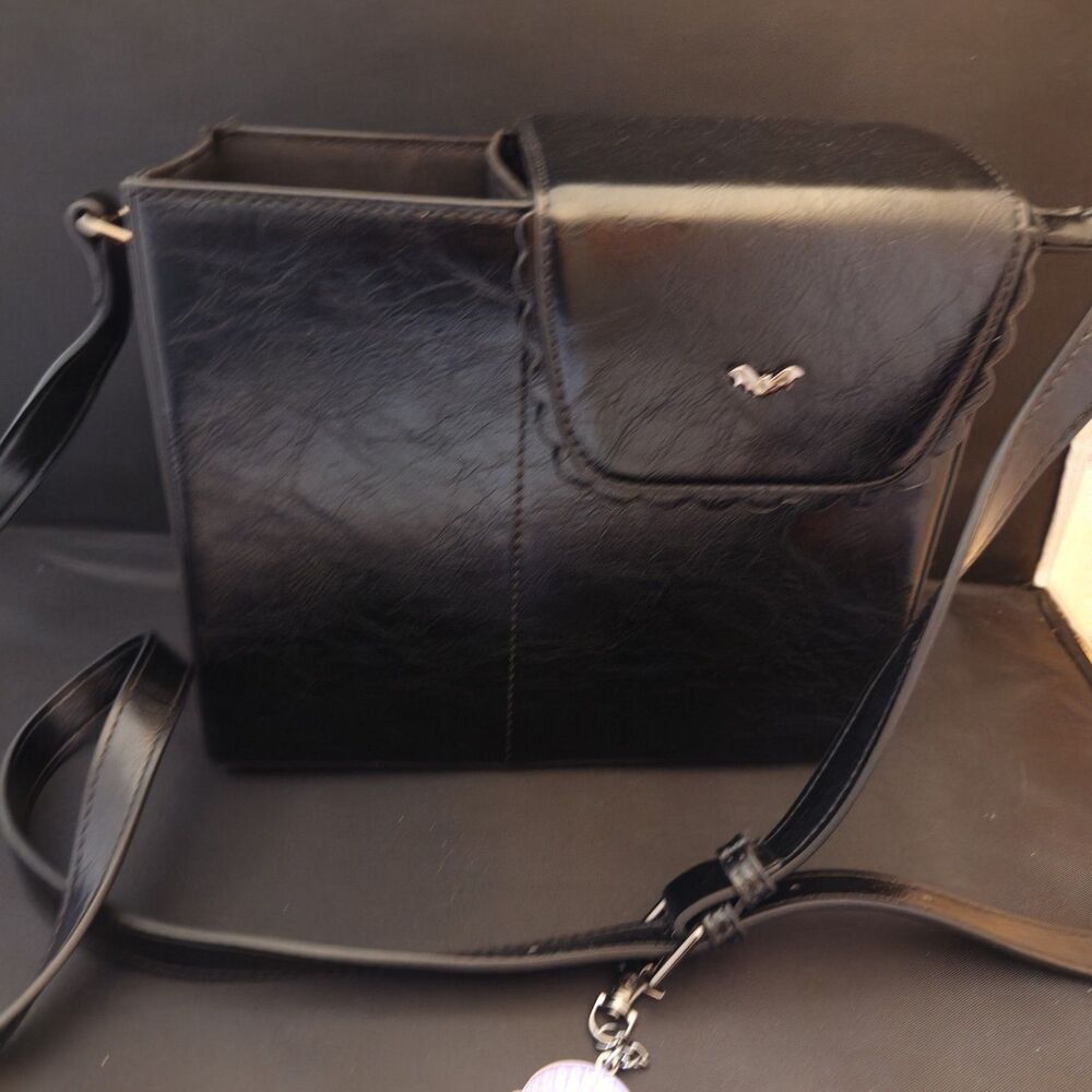 Kate Gabrielle Black Bat Cup Holder Bag Adjustable Strap With Cover Goth